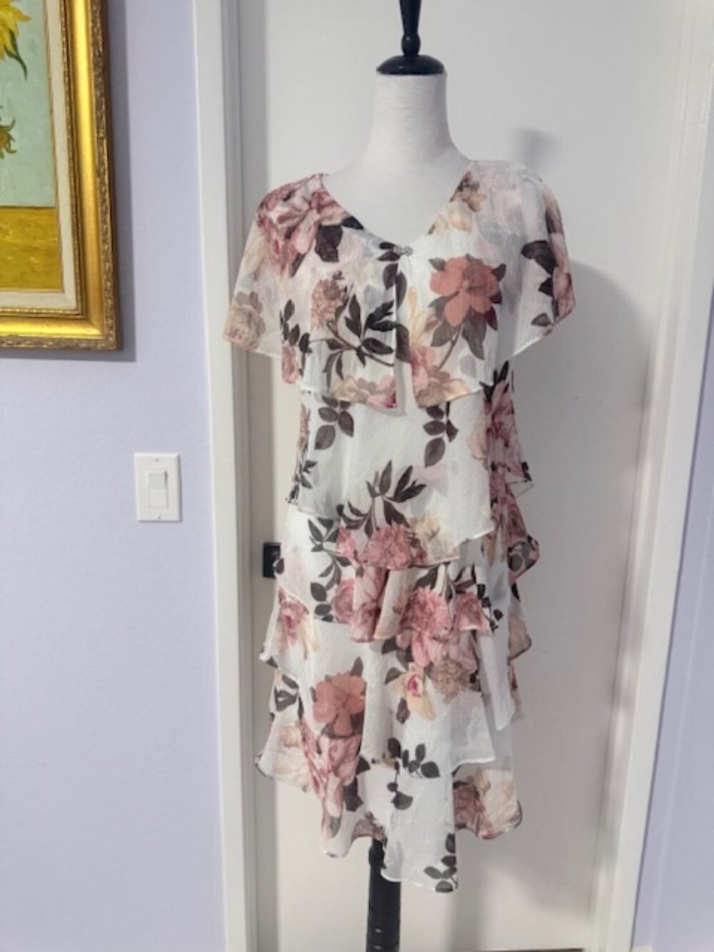 S.L. Fashions womens short sleeve floral shift dress